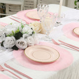 50 Pack Disposable Pink Placemats, 13" Non-Woven Mesh Fiber Round Table Mats for Dining & Events