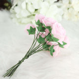 48 Roses | 1inch Tall Pink Real Touch Artificial DIY Foam Rose Flowers With Stem, Craft Rose Buds