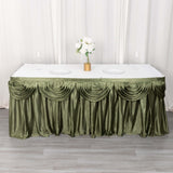 14ft Eucalyptus Sage Green Pleated Satin Double Drape Table Skirt