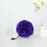 2 Pack | 7inch Purple Artificial Silk Rose Flower Ball, Silk Kissing Ball