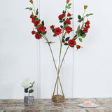 2 Stems | 38" Tall Artificial Red Rose Bouquet, Realistic Silk Flower Arrangements