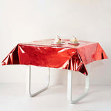 Red Metallic Foil Square Tablecloth, Disposable Table Cover