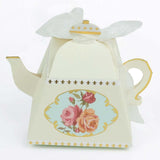 25 Pack 4inch Ivory Mini Teapot Favor Boxes, Tea Time Gift Box with Ribbon