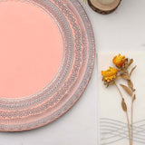 6 Pack | 13inch Blush Rose Gold Boho Lace Embossed Acrylic Plastic Charger Plates