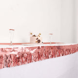 16ft Metallic Blush/Rose Gold Foil Tassel Fringe Backdrop Banner, Tinsel Garland Decor