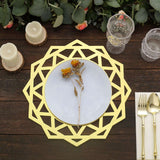 6 Pack Metallic Gold Foil Laser Cut Geometric Star Table Mats, 13inch Round Disposable Cardboard