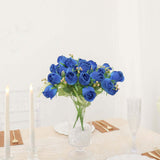 3 Pack | 13inch Royal Blue Real Touch Silk Rose Bud Flower Bridal Bouquets