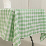 60"x102" White Sage Green Buffalo Plaid Rectangle Tablecloth, Checkered Polyester Linen Tablecloth