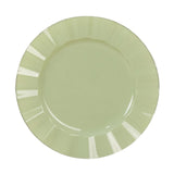 10 Pack 11inch Sage Green Disposable Dinner Plates With Gold Ruffled Rim, Round Plastic#whtbkgd