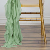 Green Chiffon Curly Chair Sash | TableclothsFactory#whtbkgd