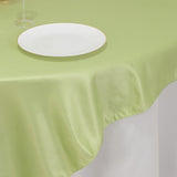 72x72inch Sage Green Lamour Satin Table Overlay, Square Tablecloth Topper