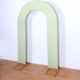 8ft Sage Green Spandex Fitted Open Arch Wedding Arch Cover, Double-Sided U-Shaped Backdrop Slipcover