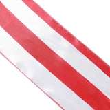 5 Pack | 6" x 108 " | Red & White | Stripe Satin Chair Sashes