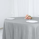 132inch Silver Accordion Crinkle Taffeta Seamless Round Tablecloth