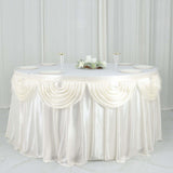 14ft Ivory Pleated Satin Double Drape Table Skirt