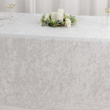 White Seamless Premium Crushed Velvet Rectangle Tablecloth - 90x132inch for 6 Foot Table