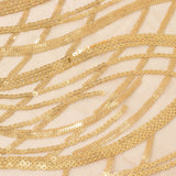 120inch Gold Wave Mesh Round Tablecloth With Embroidered Sequins#whtbkgd