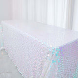 Sequin 90"x156" Rectangle Tablecloth Iridescent Blue - Seamless Big Payette Table Cover