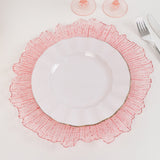 6 Pack 13inch Transparent Blush Round Reef Acrylic Plastic Charger Plates, Dinner Charger Plates