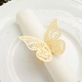 12 Pack | Champagne Shimmery Laser Cut Butterfly Paper Chair Sash Bows