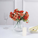 4 Bushes 12inch Terracotta (Rust) Real Touch Artificial Silk Rose Flower Bouquet