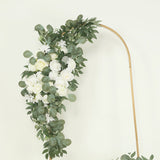 Set of 2 White Silk Rose Wedding Arch Flowers with Eucalyptus Leaves