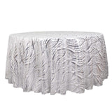 120inch Silver Wave Mesh Round Tablecloth With Embroidered Sequins