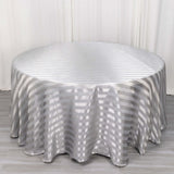 120inch Silver Satin Stripe Seamless Round Tablecloth