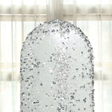 6ft Sparkly Silver Double Sided Big Payette Sequin Chiara Backdrop Stand Cover For Fitted Round Top 