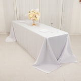 90x156inch White Seamless Lamour Satin Rectangle Tablecloth for 8 Foot Table