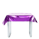 Purple Metallic Foil Square Tablecloth, Disposable Table Cover