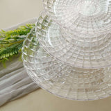 Set of 3 | Clear Pressed Contemporary Design Plastic Cake Stands With Bowl Base