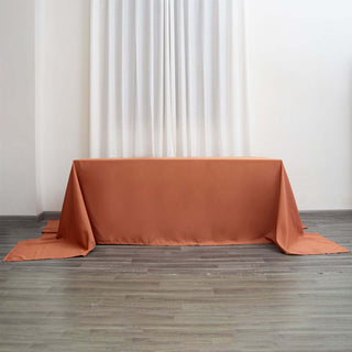 Upgrade Your Event Decor with the Terracotta (Rust) Polyester Tablecloth