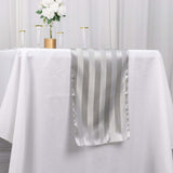 12x108inch Silver Satin Stripe Table Runner, Elegant Tablecloth Runner