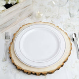 10 Pack | 10inch Très Chic Silver Rim White Disposable Dinner Plates, Plastic Party Plates