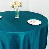 120inch Teal Accordion Crinkle Taffeta Round Tablecloth