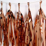 7.5ft Long Blush/Rose Gold Hanging Foil Tassel Garland, Metallic Tinsel Fringe Banner Party Streamer Backdrop Decorations