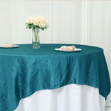 90x90Inch Accordion Crinkle Taffeta Table Overlay - Peacock Teal