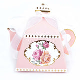 25 Pack 4inch Dusty Rose Mini Teapot Favor Boxes, Tea Time Gift Box with Ribbon