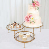 23inch 3-Tier Gold Metal Cake Stand With Clear Round Acrylic Plates