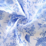 White Blue Satin Chiavari Chair Slipcover in French Toile Floral Print#whtbkgd