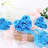 6 Pcs Turquoise Scented Rose Soap Heart Shaped Party Favors With Gift Box And Ribbon