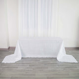 90x156Inch White Accordion Crinkle Taffeta Rectangular Tablecloth