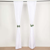 2 Pack White Polyester Event Curtain Drapes, 10ftx8ft Backdrop Event Panels With Rod Pockets 130 GSM