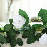 6ft | 20 White Artificial Silk Roses Flower Garland, Hanging Vine