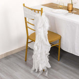 5 Pack White Curly Willow Chiffon Satin Chair Sashes