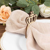 10 Pack Natural Wooden Princess Crown Farmhouse Napkin Holders, 3inch Boho Rustic Napkin Rings