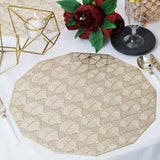 6 Pack Gold Vinyl Placemats, Geometric Woven Non-Slip Dining Table Mats 15"