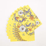 20 Pack Bright Yellow Botanical Floral Paper Cocktail Napkins, Blooming Flowers