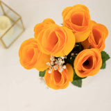 12 Bushes | Orange Artificial Premium Silk Flower Rose Bud Bouquets
